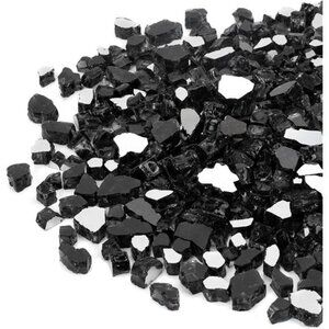 20 Pounds Black Reflective Fire Glass, 1/2 Inch High Luster